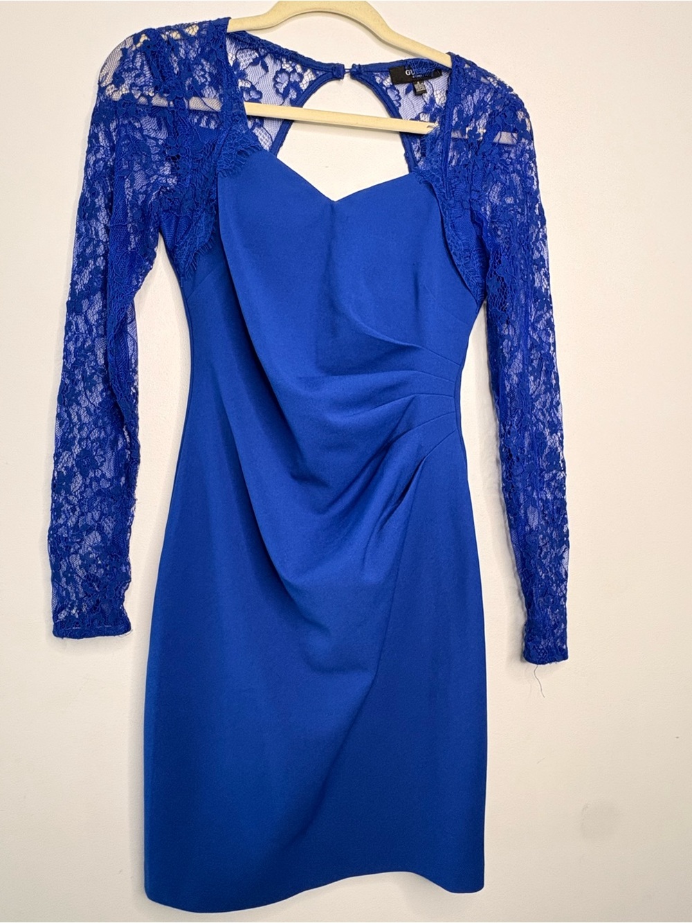 Guess Cobalt Blue Lace-Sleeve Sheath Dress